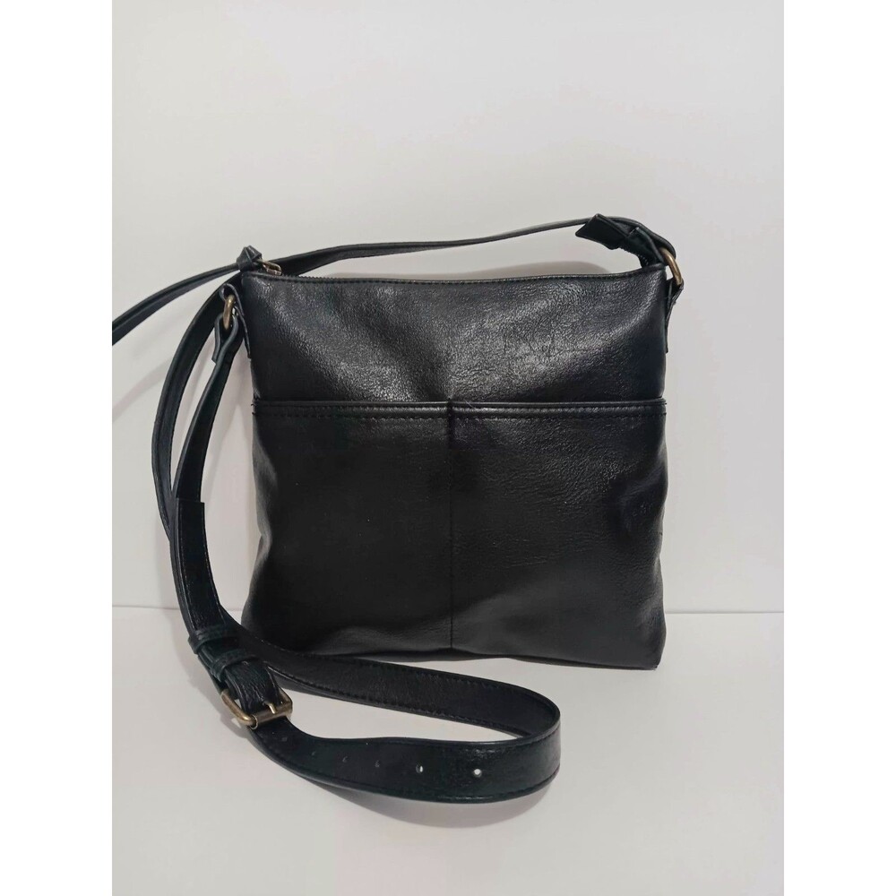 Sonoma Goods Fir Life Black Faux Leather Black Crossbody Hipster Purse 10"×10"